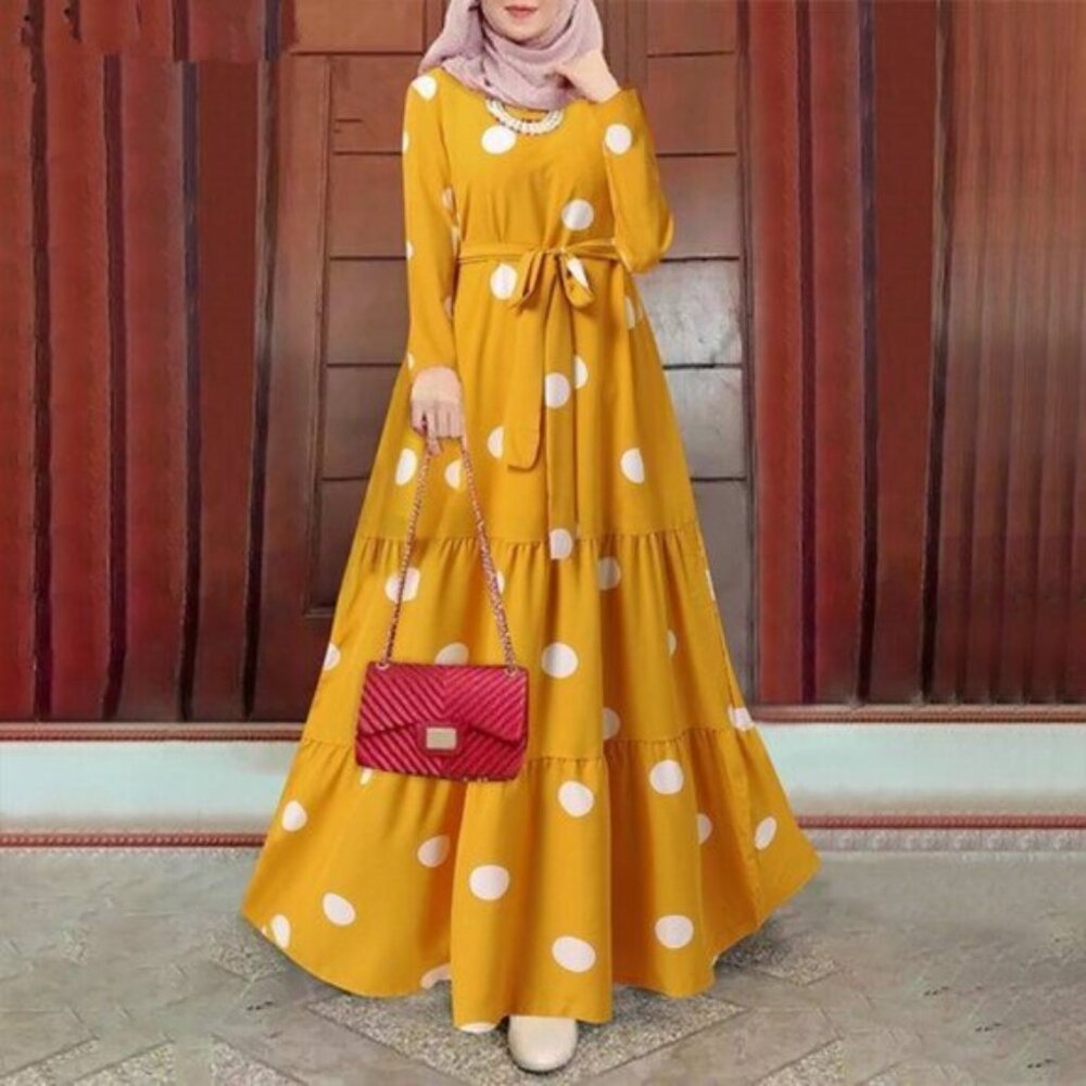Women's Vintage Polka Dot Print Tunic Dress